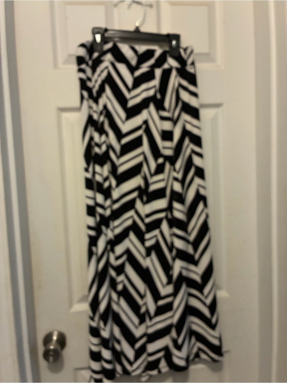 INC Black & White Chevron Maxi Skirt - Women's Flowing Skirt
